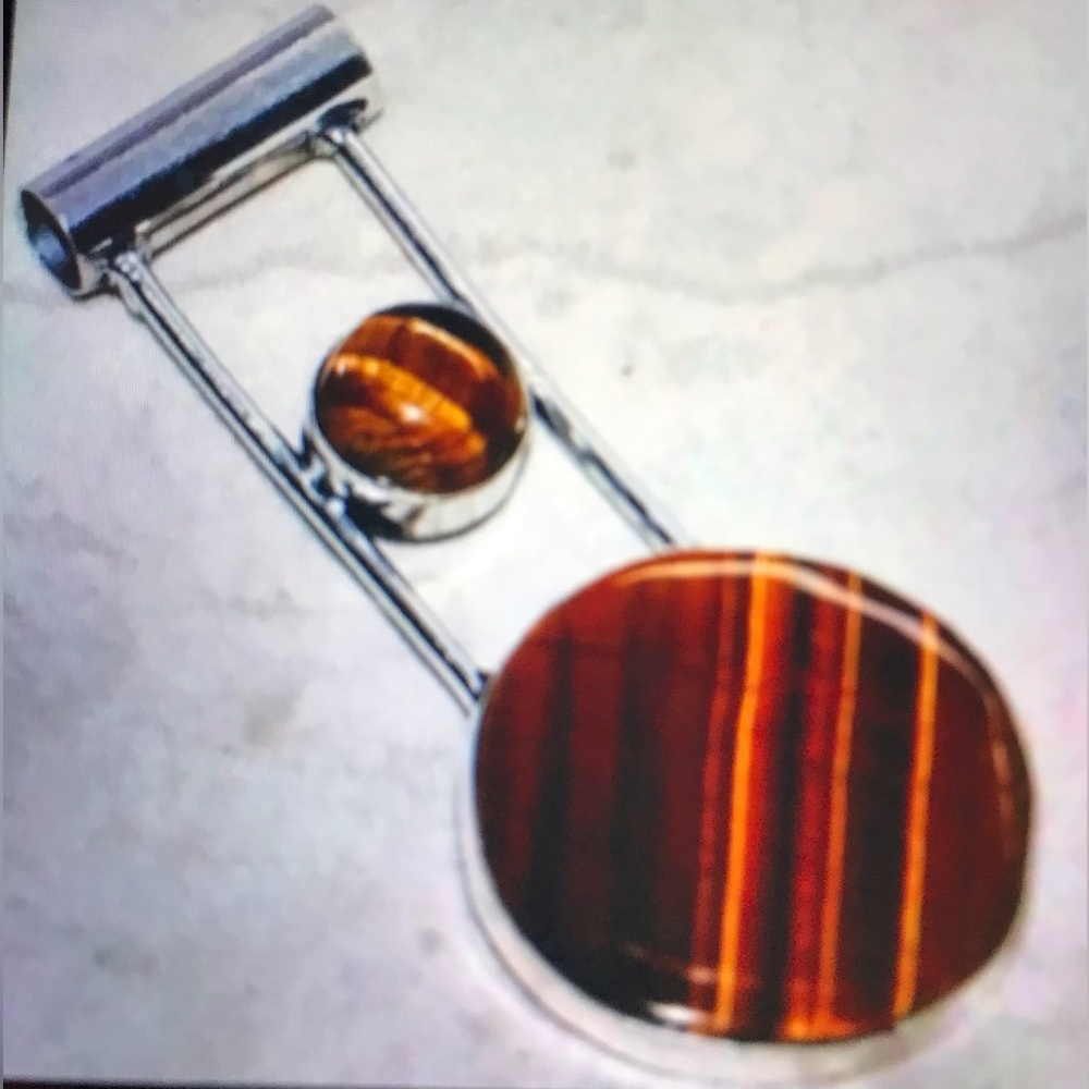 Tiger Eye Garnet Stamped 925 Sterling Silver Necklace
